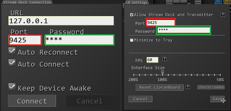 Stream Deck Connection Settings