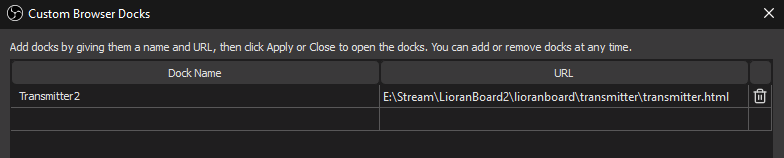 OBS Dock Settings